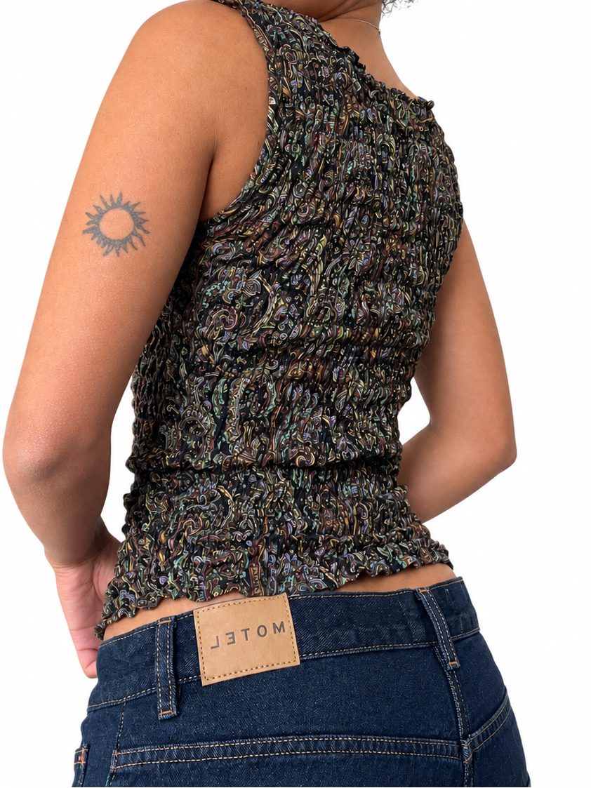 2-in-1 V-neck / Boatneck Paisley top