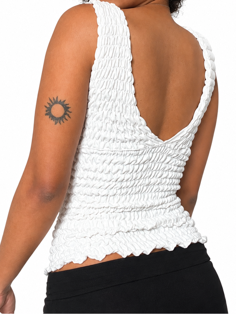 2-in-1 V-neck / Boatneck off-white top