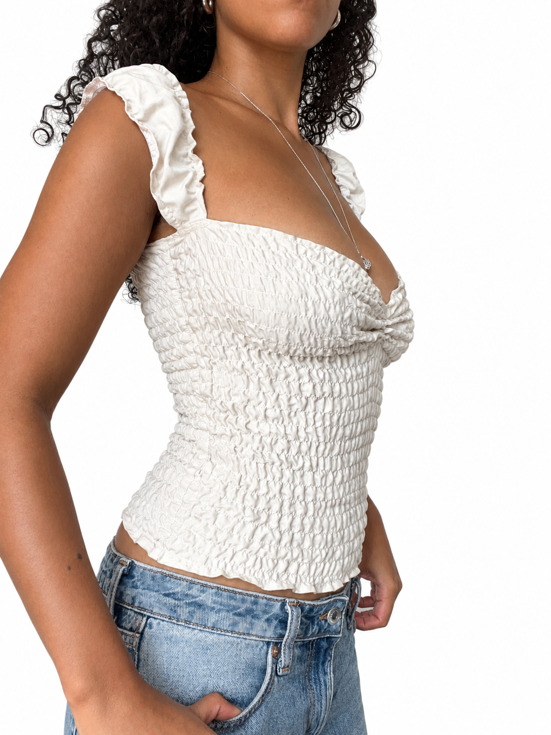 Upcycled Milkmaid ivory top
